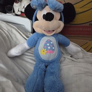 Disney Blue and White Plush Mouse with Polka Dot Egg